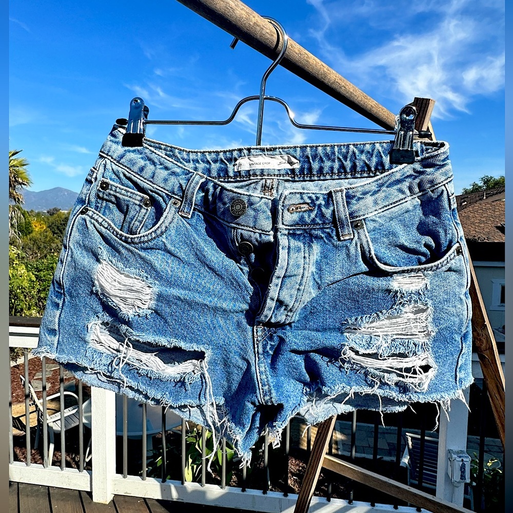 Vintage Crop Destroyed Denim Shorts